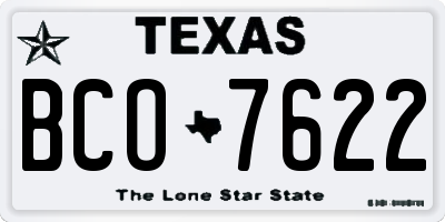 TX license plate BCO7622