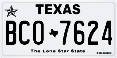 TX license plate BCO7624