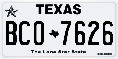TX license plate BCO7626