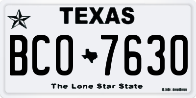 TX license plate BCO7630