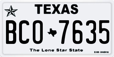 TX license plate BCO7635