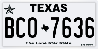 TX license plate BCO7636