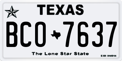 TX license plate BCO7637