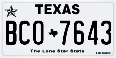 TX license plate BCO7643