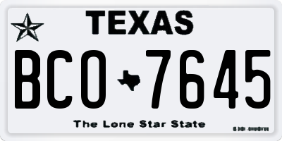 TX license plate BCO7645