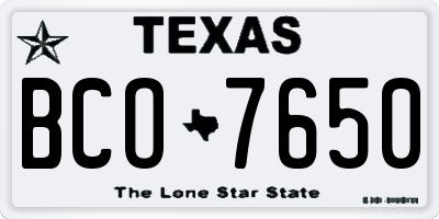 TX license plate BCO7650