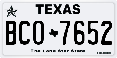 TX license plate BCO7652