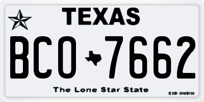 TX license plate BCO7662
