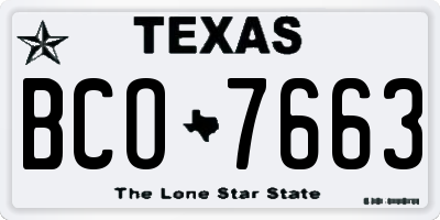 TX license plate BCO7663
