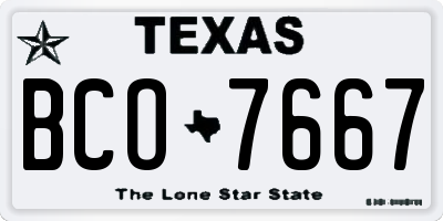TX license plate BCO7667