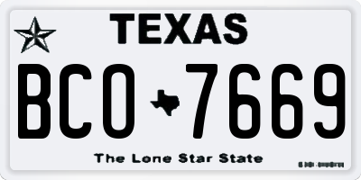 TX license plate BCO7669