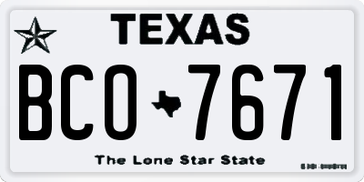 TX license plate BCO7671