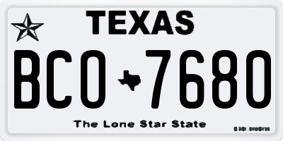 TX license plate BCO7680