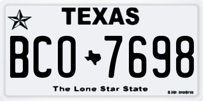 TX license plate BCO7698