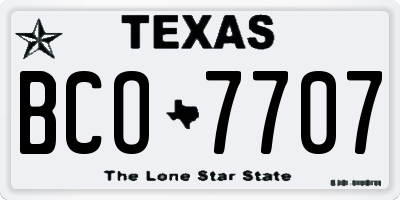 TX license plate BCO7707