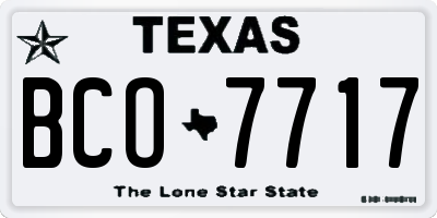 TX license plate BCO7717