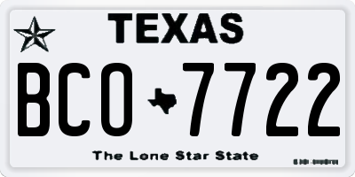 TX license plate BCO7722