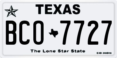 TX license plate BCO7727