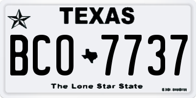 TX license plate BCO7737
