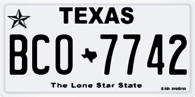 TX license plate BCO7742