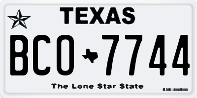 TX license plate BCO7744