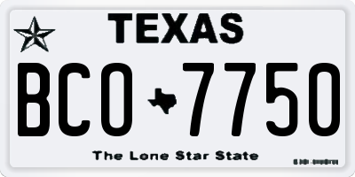 TX license plate BCO7750