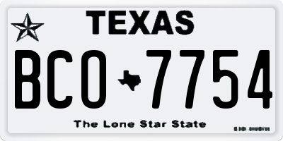 TX license plate BCO7754
