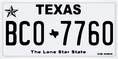 TX license plate BCO7760