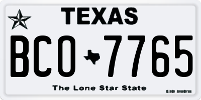 TX license plate BCO7765