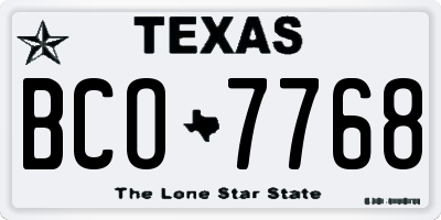 TX license plate BCO7768