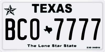 TX license plate BCO7777