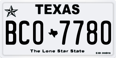 TX license plate BCO7780