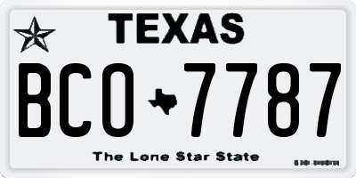 TX license plate BCO7787