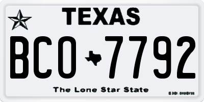 TX license plate BCO7792