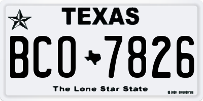 TX license plate BCO7826