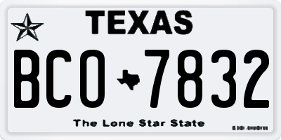 TX license plate BCO7832