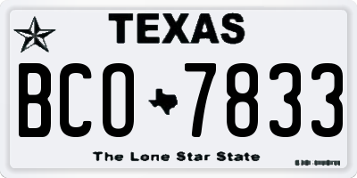 TX license plate BCO7833