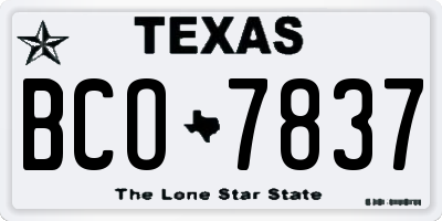 TX license plate BCO7837