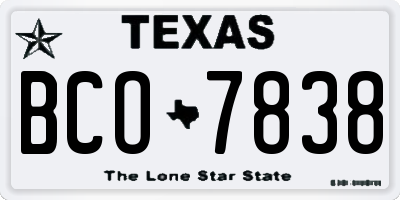 TX license plate BCO7838