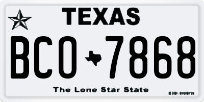 TX license plate BCO7868