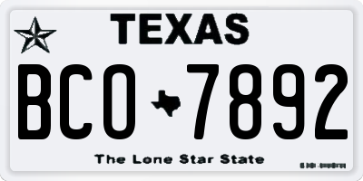 TX license plate BCO7892