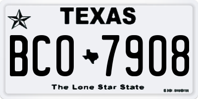 TX license plate BCO7908