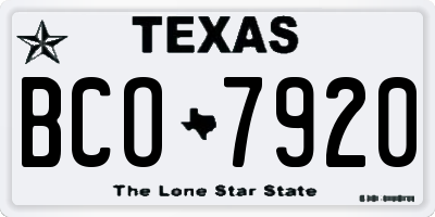 TX license plate BCO7920
