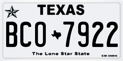 TX license plate BCO7922