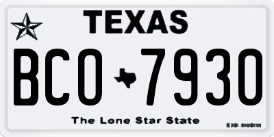 TX license plate BCO7930