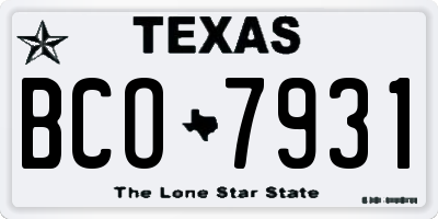 TX license plate BCO7931