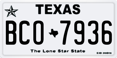 TX license plate BCO7936