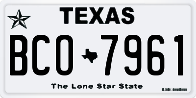 TX license plate BCO7961
