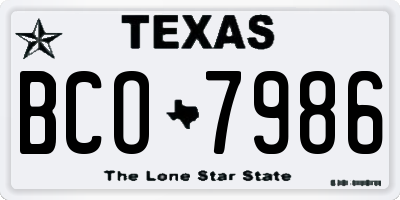 TX license plate BCO7986
