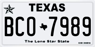 TX license plate BCO7989